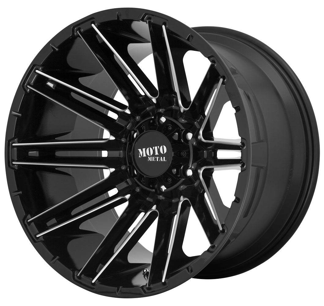 (Clearance - No Returns) 22x10 Moto Metal MO998 Kraken Gloss Black Milled 6x135 -18mm