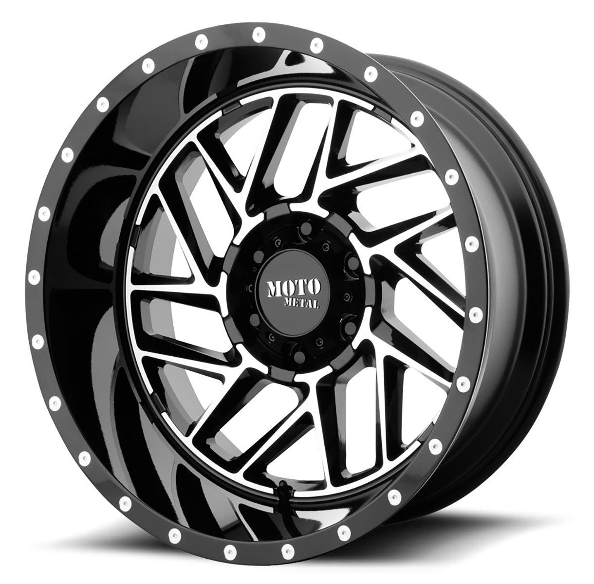 (Clearance - No Returns) 16x8 Moto Metal MO985 Gloss Black Machined 5x4.5/114.3 -6mm