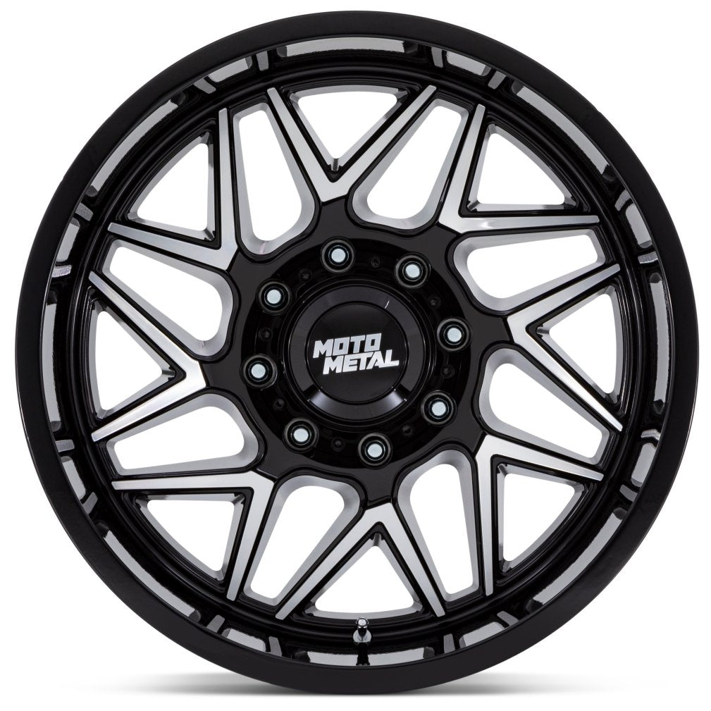 (Clearance - No Returns) 20x10 Moto Metal MO812 Turbine Gloss Black Machined 8x6.5/165 -18mm