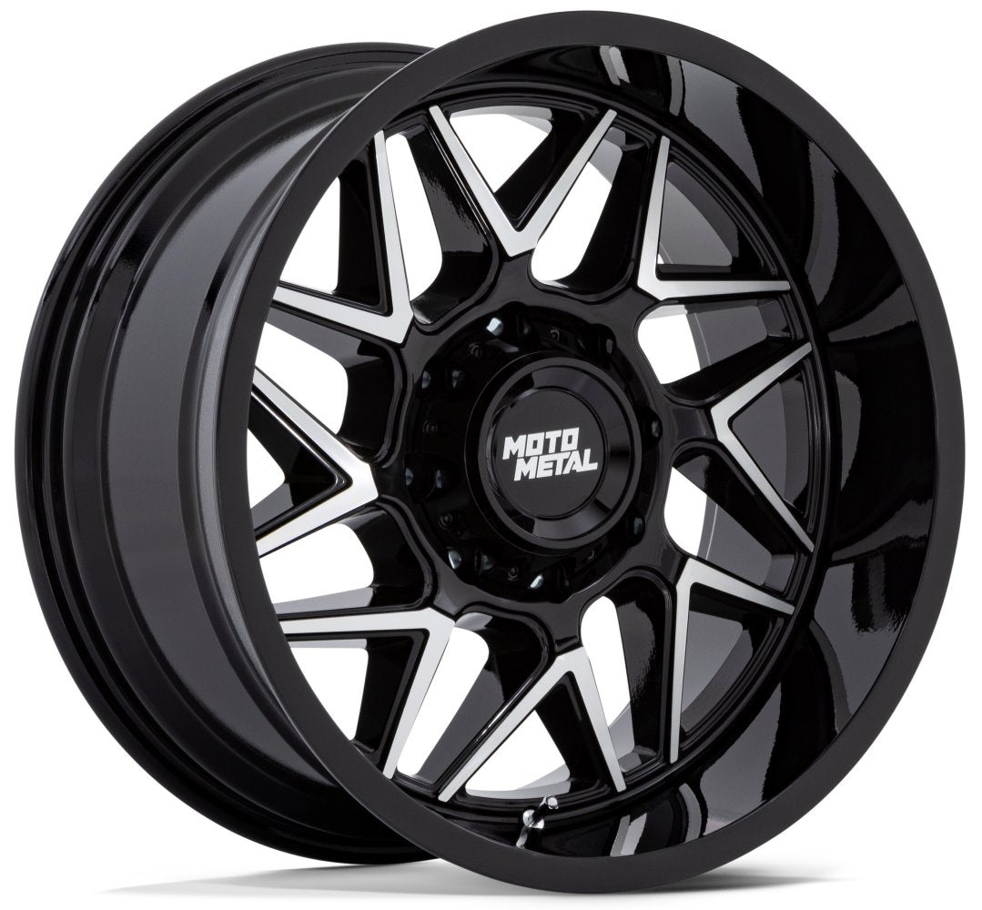 (Clearance - No Returns) 20x9 Moto Metal MO812 Turbine Gloss Black Machined 6x5.5/139.7 20mm