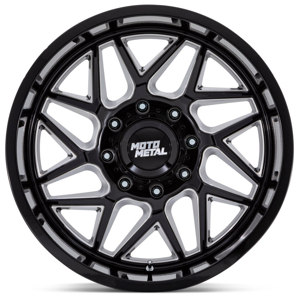 (Clearance - No Returns) 20x9 Moto Metal MO812 Turbine Gloss Black Milled 6x5.5/139.7 1mm
