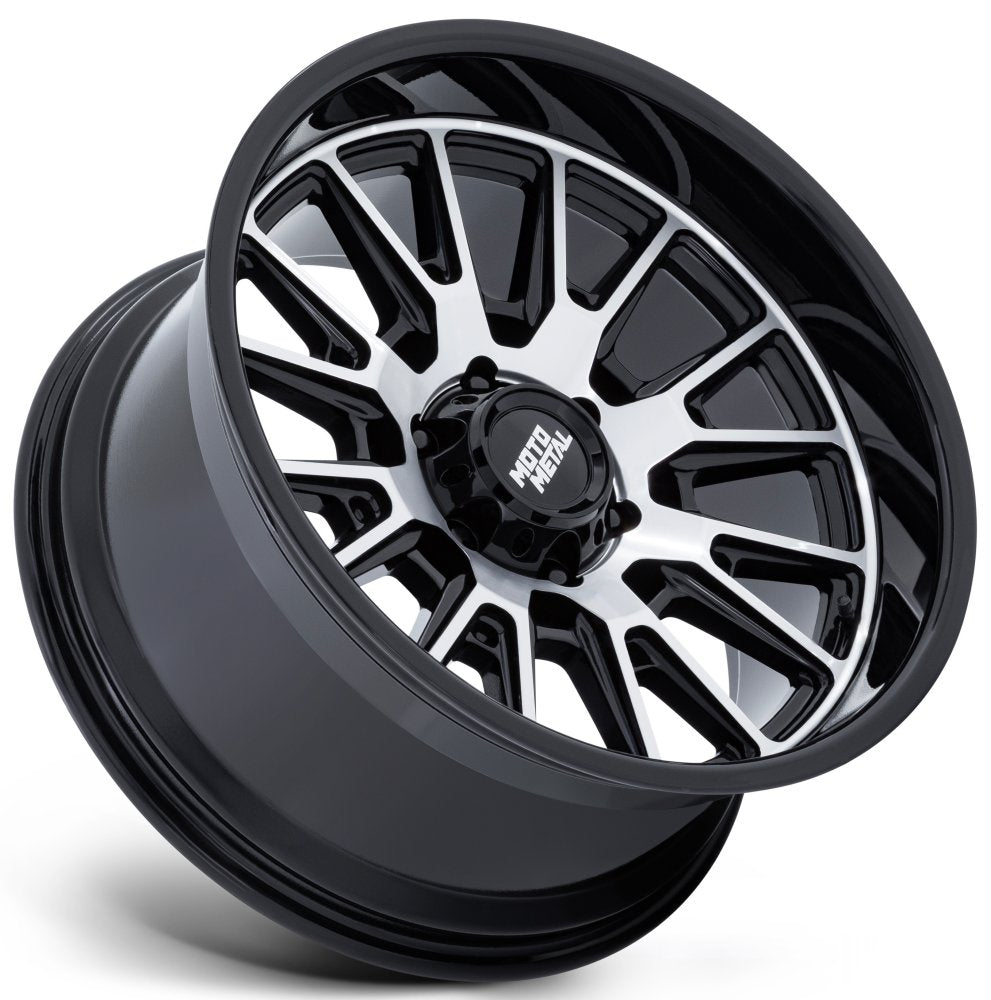 (Clearance - No Returns) 20x9 Moto Metal MO814 Tekton Gloss Black Machined 6x5.5/139.7 1mm