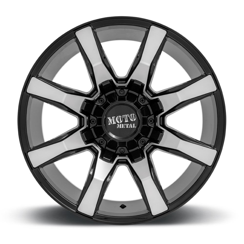 (Clearance - No Returns) 20x10 Moto Metal MO804 Gloss Black Machined 8x6.5/165 -18mm