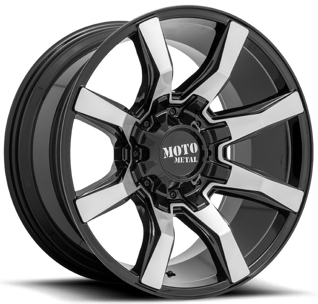 (Clearance - No Returns) 20x10 Moto Metal MO804 Gloss Black Machined 8x6.5/165 -18mm