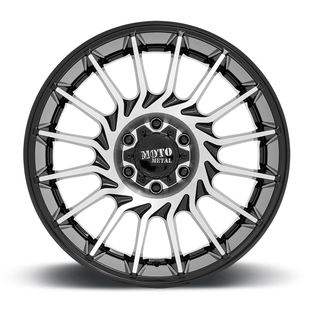 (Clearance - No Returns) 22x12 Moto Metal MO807 Gloss Black Machined (* May Require Trimming) 5x5/127 -44mm - Flex Offroad