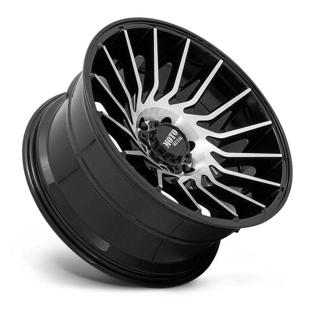 (Clearance - No Returns) 22x12 Moto Metal MO807 Gloss Black Machined (* May Require Trimming) 5x5/127 -44mm - Flex Offroad