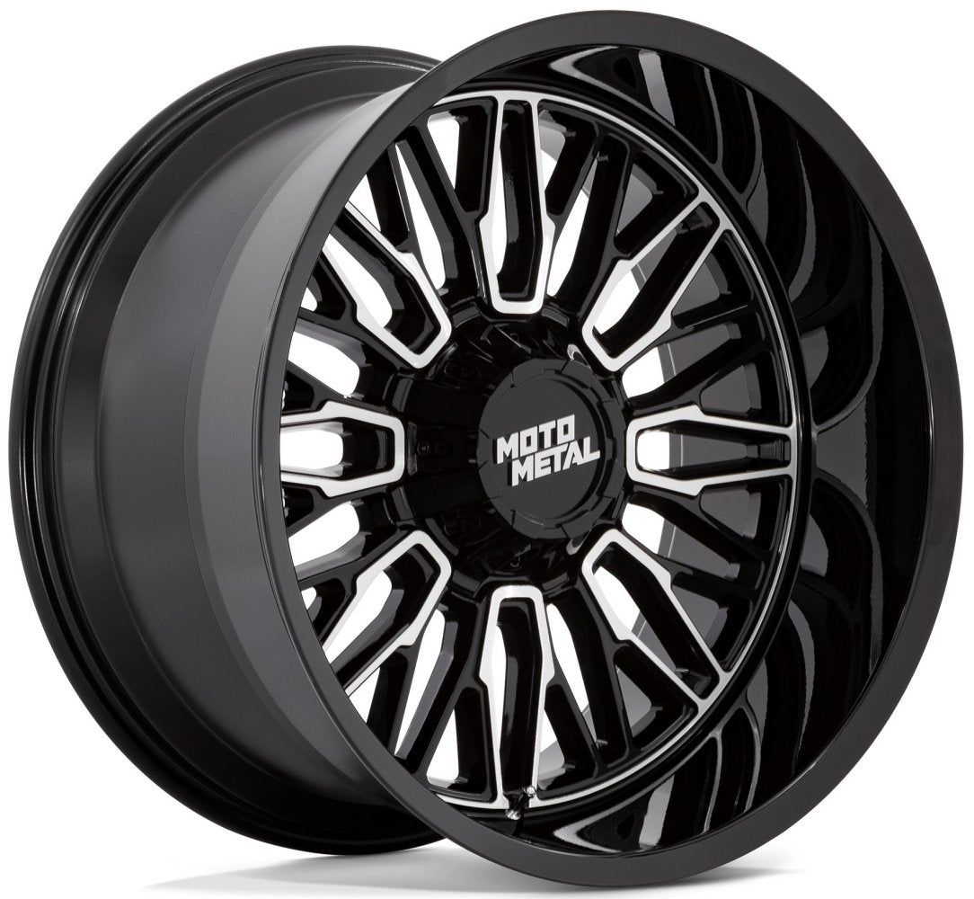 (Clearance - No Returns) 20x10 Moto Metal MO809 Gloss Black Machined 8x6.5/165 -18mm - Flex Offroad
