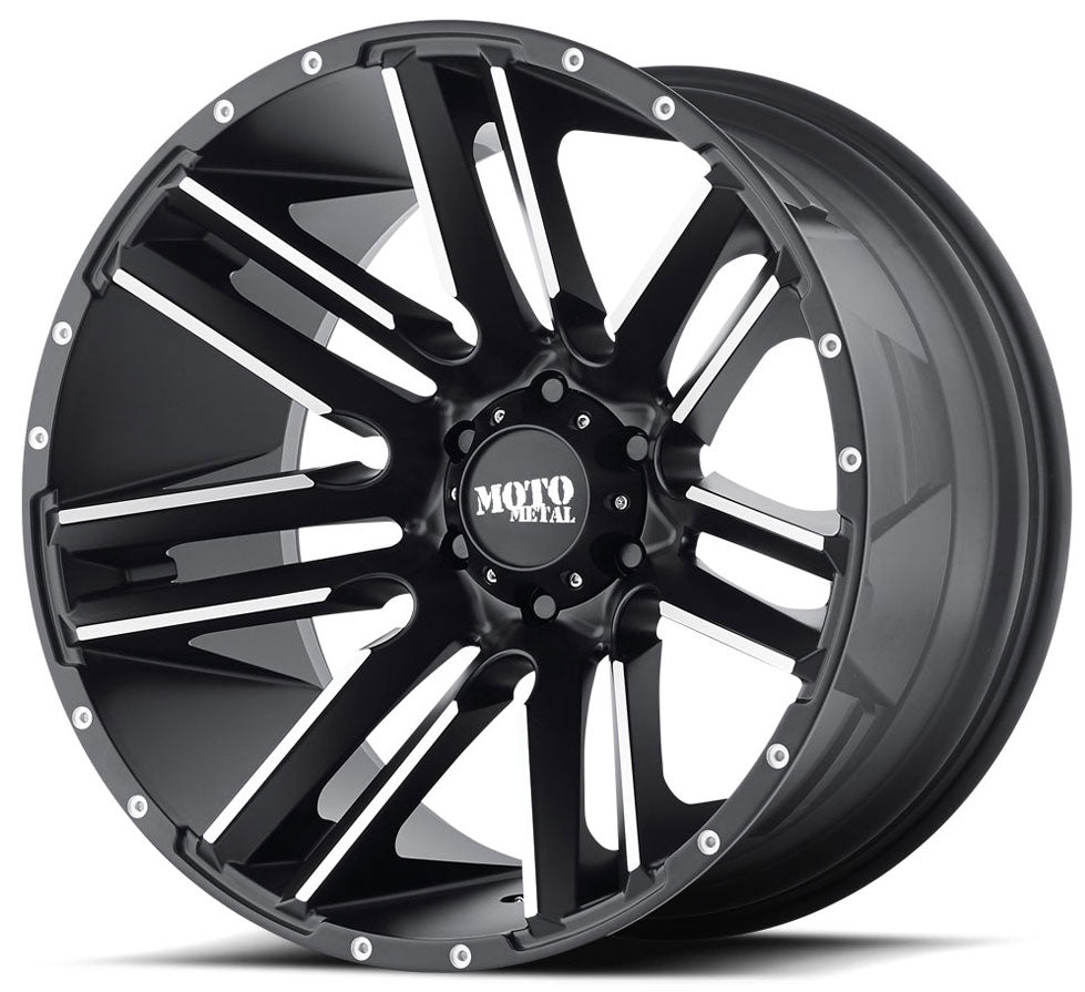 (Clearance - No Returns) 20x10 Moto Metal MO978 Razor Satin Black Machined 5x5/127 -24mm - Flex Offroad