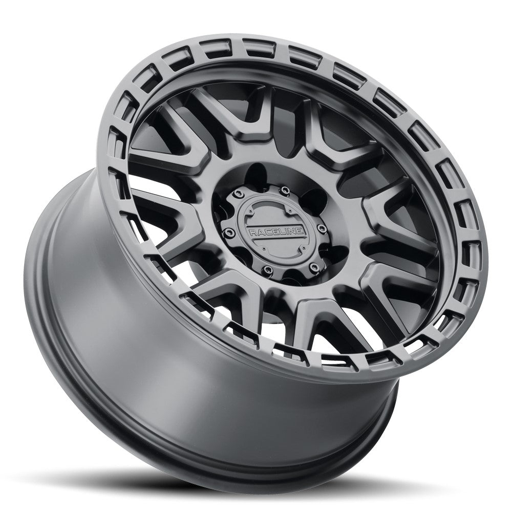 18x9 Raceline 953B Krank Satin Black 8x6.5/165 -12mm - Flex Offroad