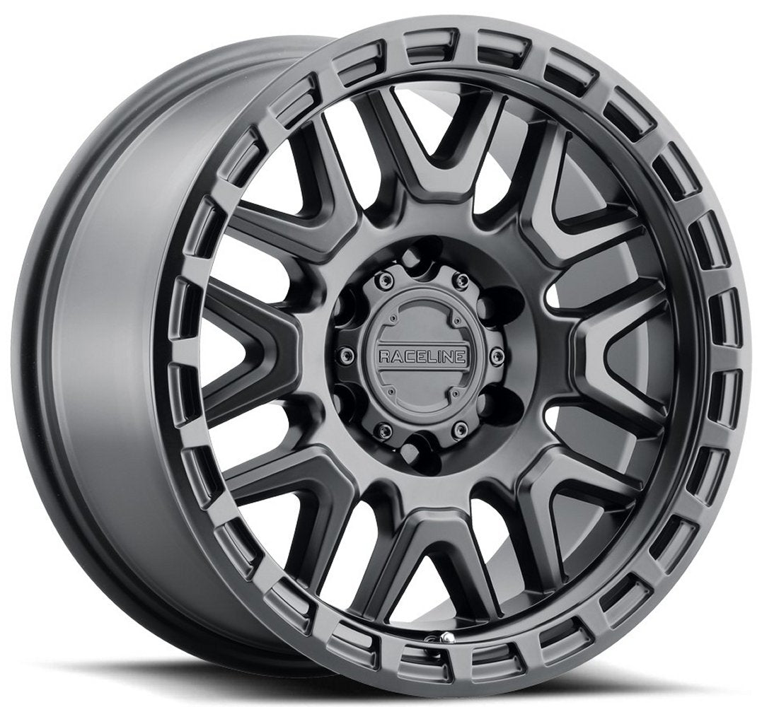 18x9 Raceline 953B Krank Satin Black 8x6.5/165 -12mm - Flex Offroad
