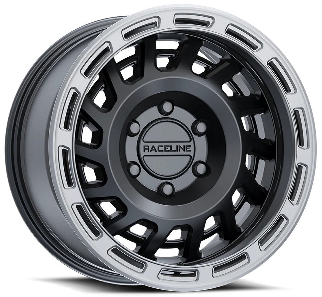 18x9 Raceline 957BS Halo Satin Black w/ Silver Ring 6x135 18mm - Flex Offroad