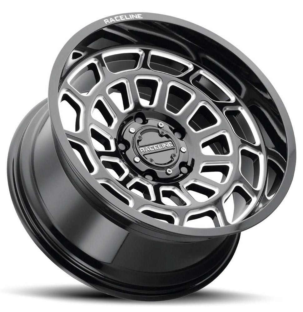 20x10 Raceline 955M Wrap Gloss Black Machined 5x5/127 -19mm - Flex Offroad