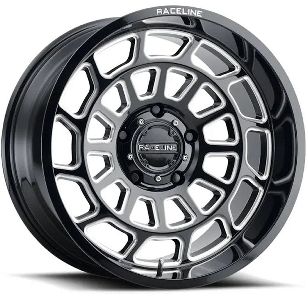 20x10 Raceline 955M Wrap Gloss Black Machined 5x5/127 -19mm - Flex Offroad