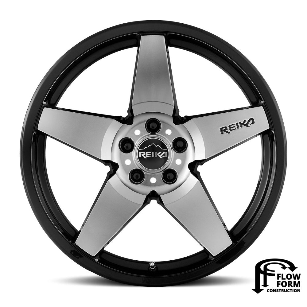 (Clearance - No Returns) 17x8 Reika R15 Seeker Gloss Black Machine Face (Flow Formed) 5x4.5/114.3 38mm - Flex Offroad