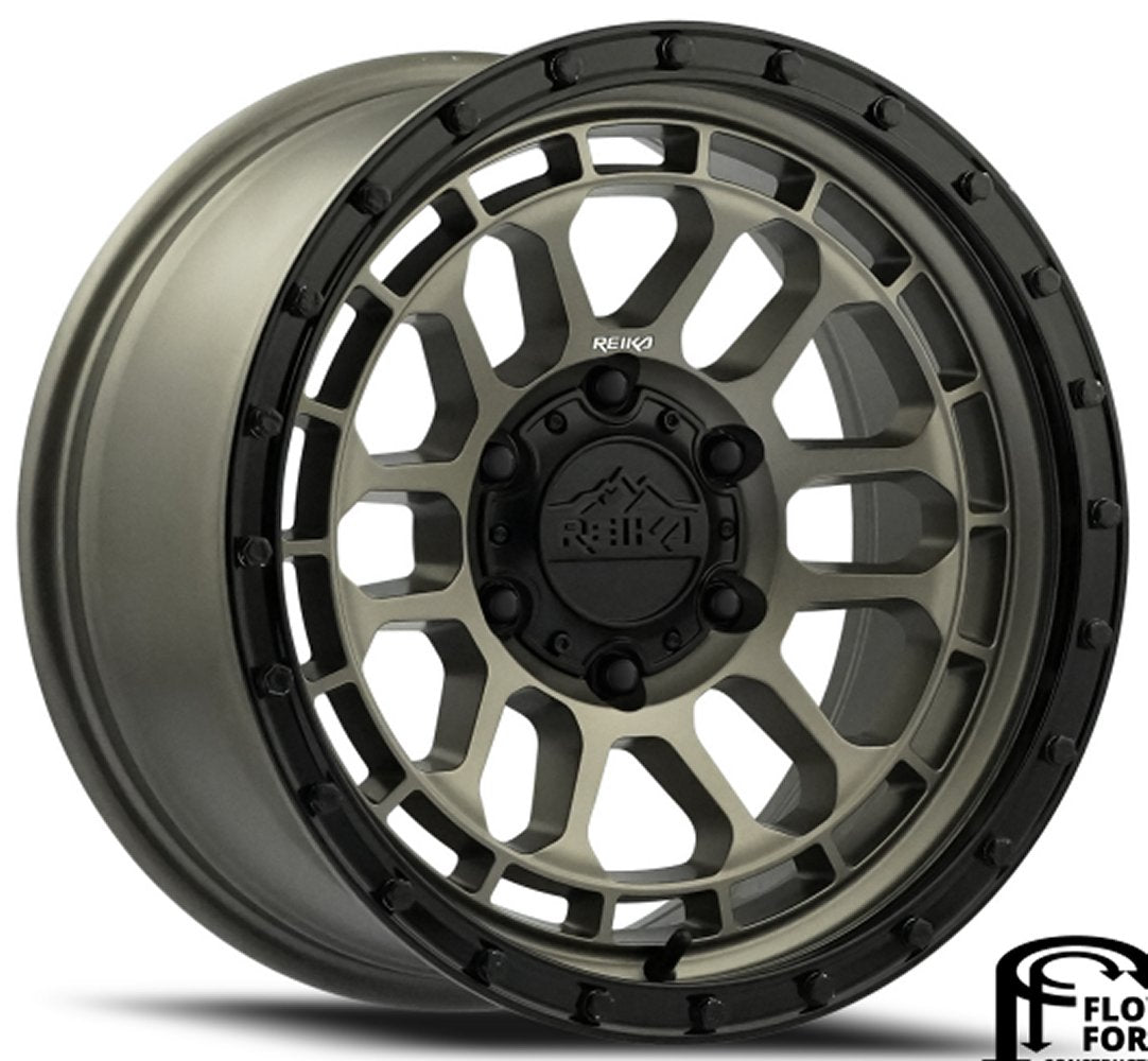 17x8.5 Reika R35 Rambler Bronze w/ Black Ring (Flow Formed) 6x135 0mm - Flex Offroad