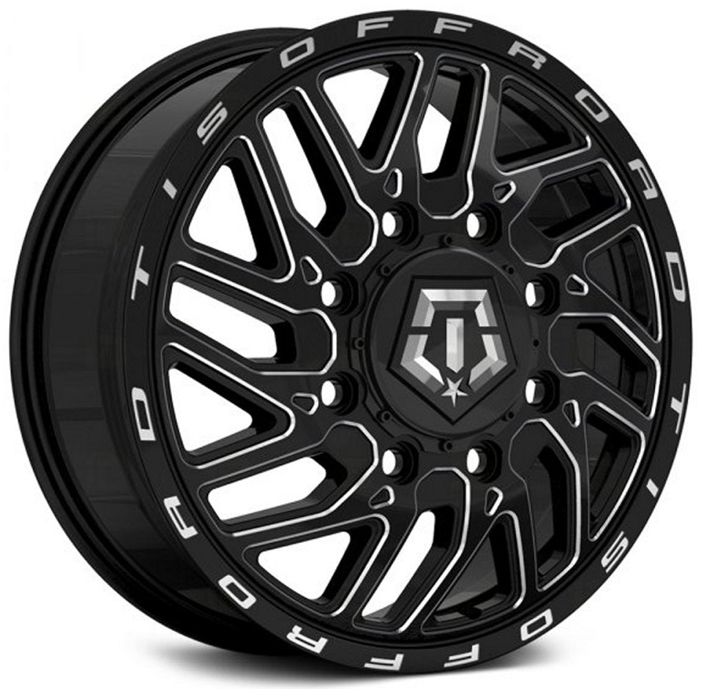 22x8.25 TIS Off-Road 544BM Gloss Black Milled Dually Front 8X210 127MM 154.3C.B. - Flex Offroad