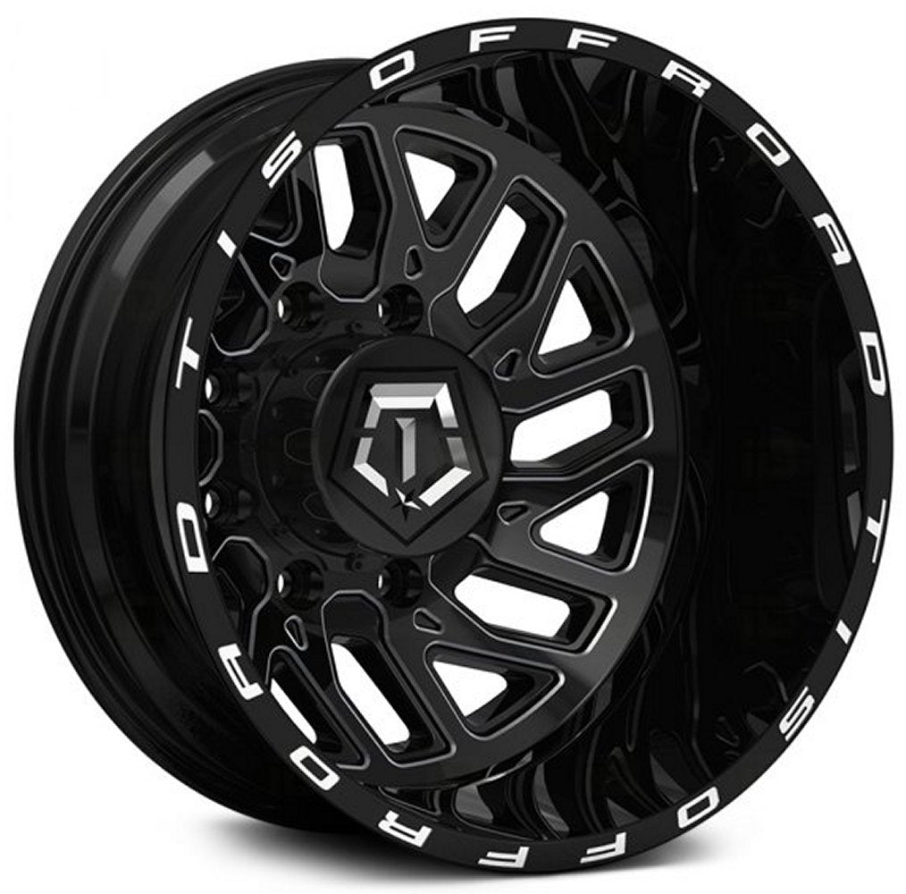 20x8.25 TIS Off-Road 544BM Gloss Black Milled Dually Rear Outer 8X6.5/165 -198MM 121.7C.B. - Flex Offroad