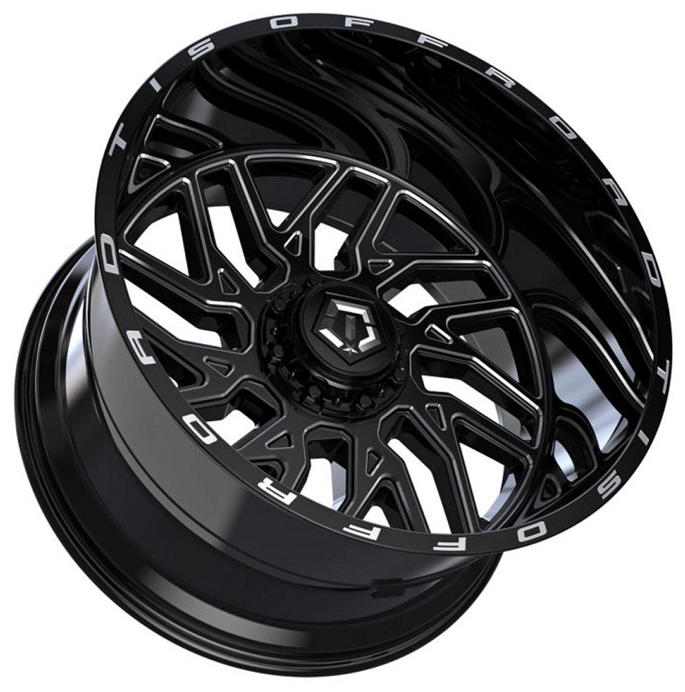 20x12 TIS Off-Road 544BM Gloss Black Milled (* May Require Trimming) 8x180 -44mm - Flex Offroad