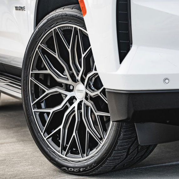 22x9.5 Vossen HF6-3 Gloss Black Brushed Face (Hybrid Forged) (Deep Concave) 6x5.5/139.7 20mm - Flex Offroad