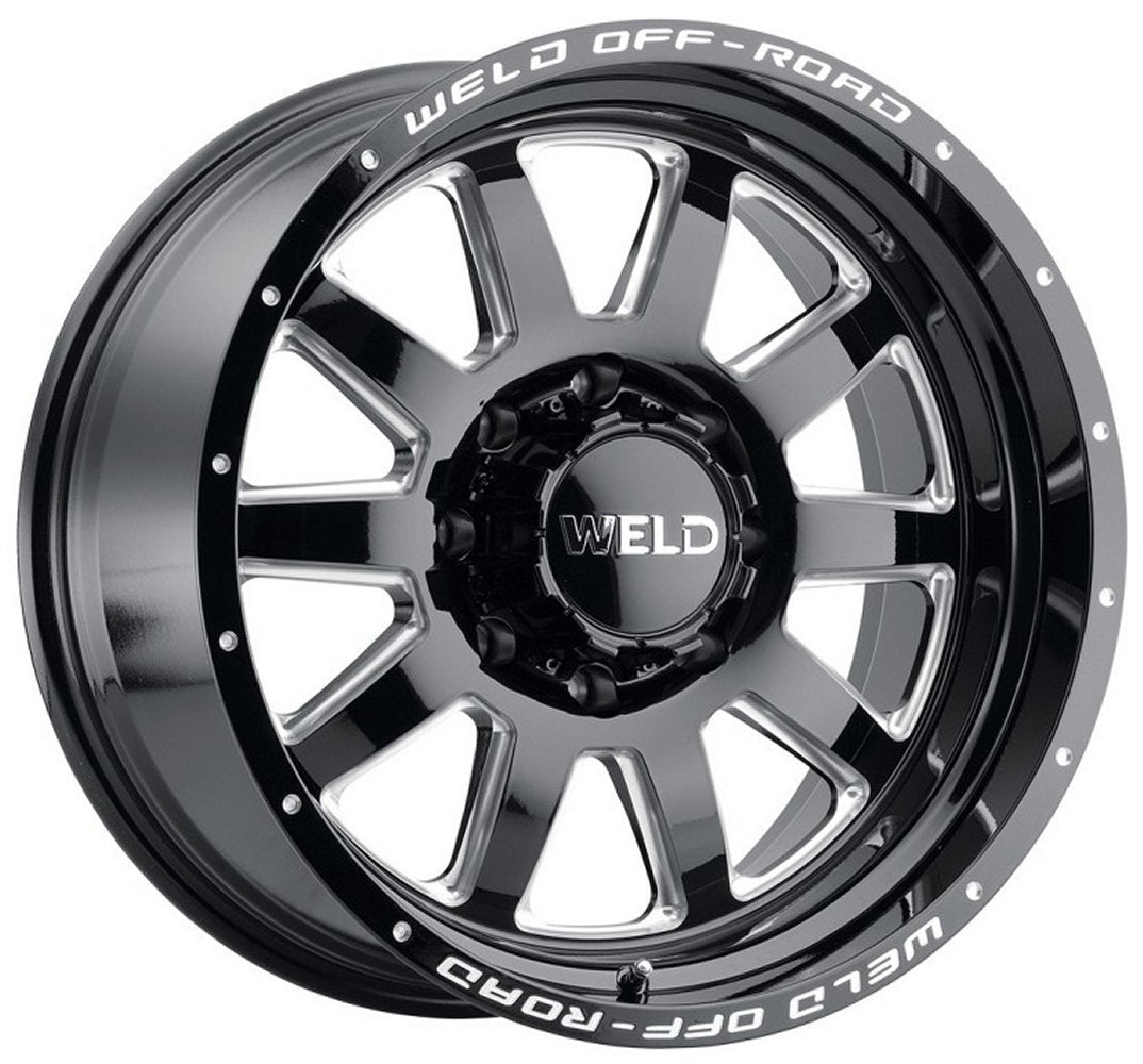 18x9 Weld Off-Road Stealth W102 Gloss Black Milled (Rotary Forged) 8x180 20mm - Flex Offroad