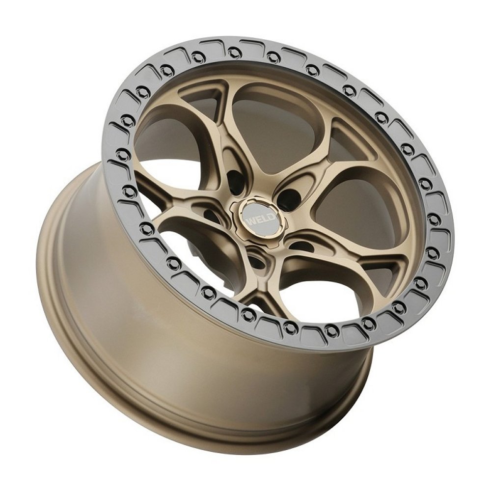 17x9 Weld Off-Road Ledge W106 Satin Bronze w/ Satin Black Lip (Rotary Forged) 5x5/127 -12mm - Flex Offroad