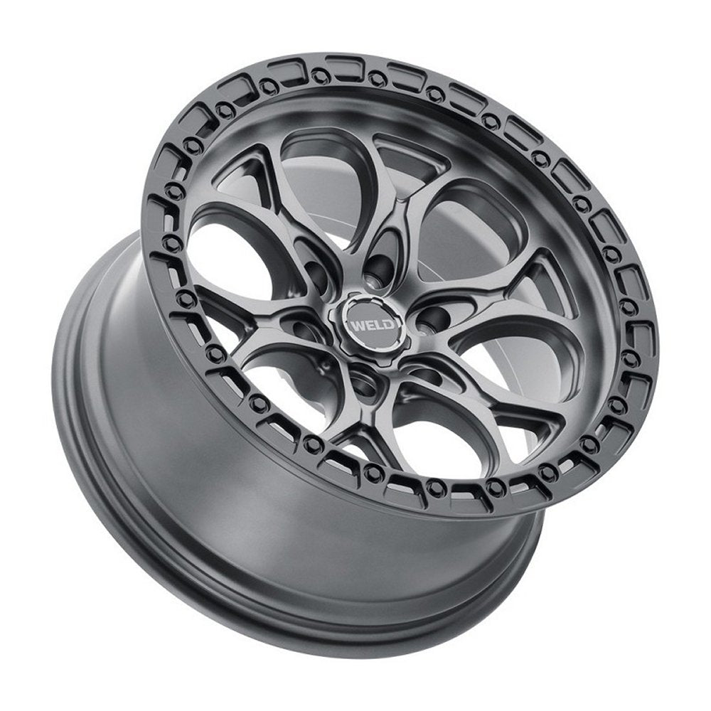 17x9 Weld Off-Road Ledge W107 Satin Gunmetal w/ Satin Black Lip (Rotary Forged) 6x5.5/139.7 -12mm - Flex Offroad
