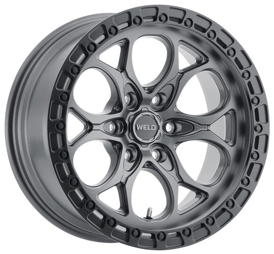 17x9 Weld Off-Road Ledge W107 Satin Gunmetal w/ Satin Black Lip (Rotary Forged) 6x5.5/139.7 -12mm - Flex Offroad