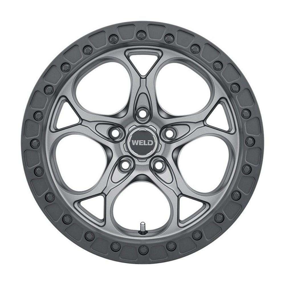 17x9 Weld Off-Road Ledge W107 Satin Gunmetal w/ Satin Black Lip (Rotary Forged) 5x5/127 -12mm - Flex Offroad
