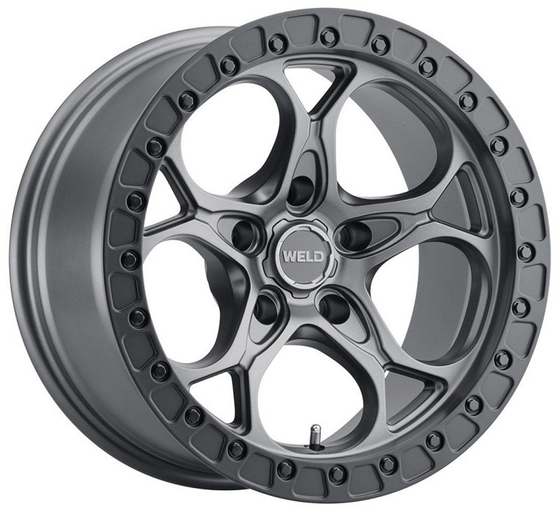 17x9 Weld Off-Road Ledge W107 Satin Gunmetal w/ Satin Black Lip (Rotary Forged) 5x5/127 0mm - Flex Offroad