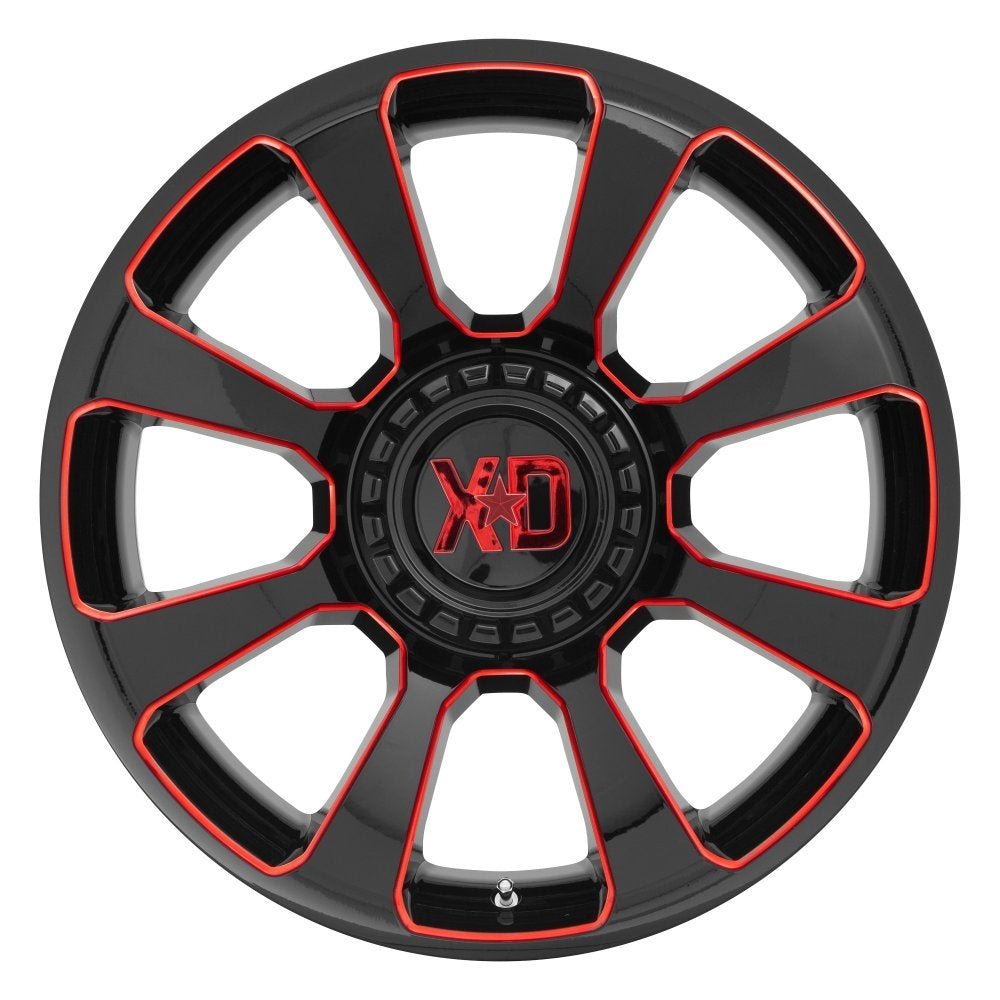 (Clearance - No Returns) 20x10 XD Series XD854 Reactor Gloss Black Milled w/ Red Tint 5x5/127 5x5.5/139.7 -18mm - Flex Offroad