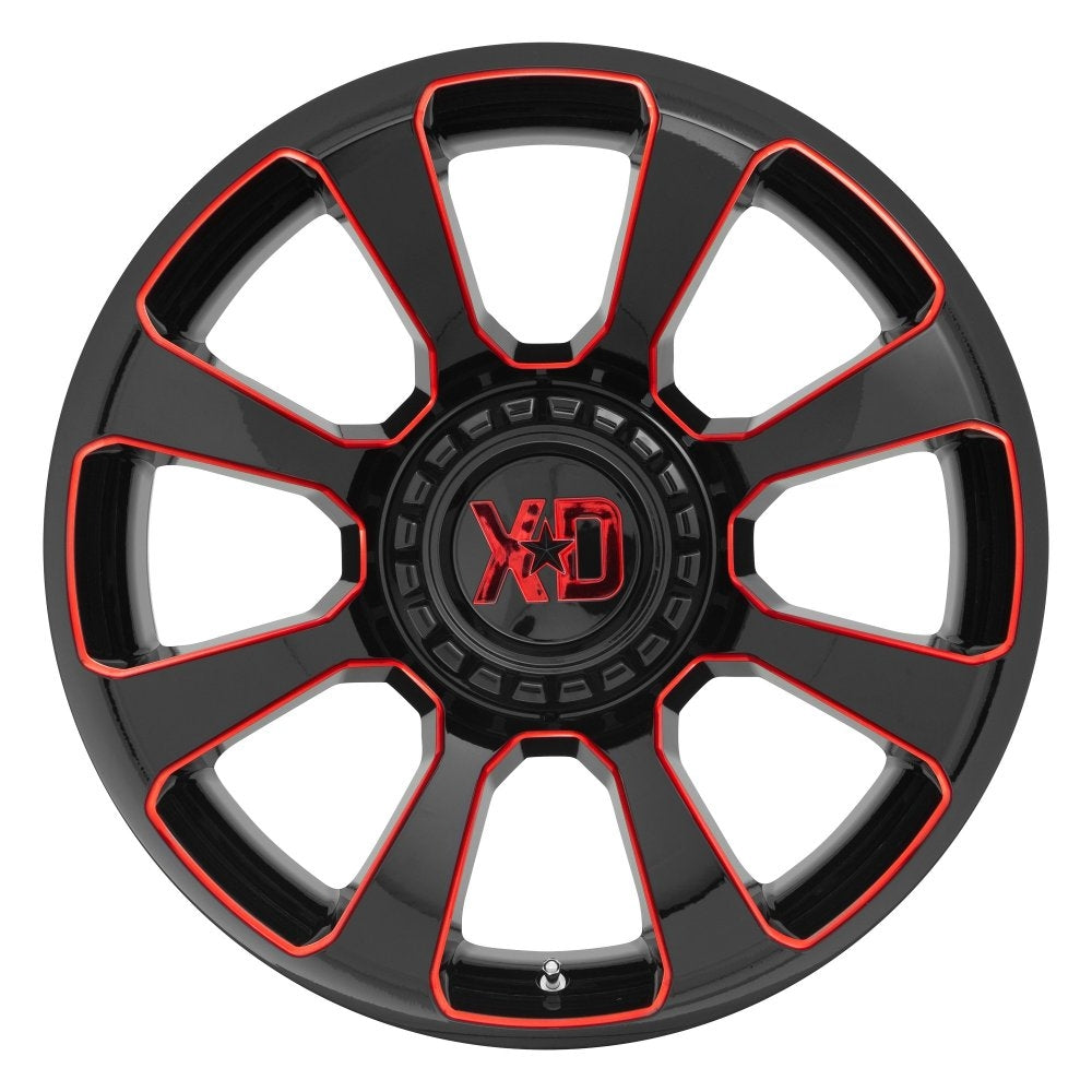 (Clearance - No Returns) 20x10 XD Series XD854 Reactor Gloss Black Milled w/ Red Tint 5x5/127 5x5.5/139.7 -18mm - Flex Offroad