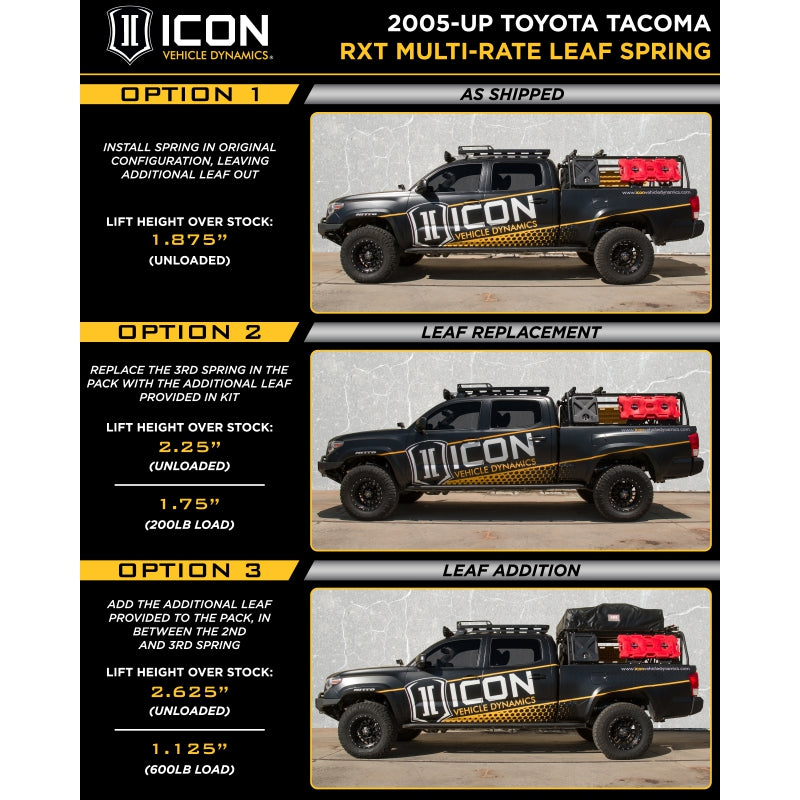 ICON 2005-2015 Toyota Tacoma 0-3.5" Lift/2016-2023 Tacoma 0-2.75" Lift, Stage 9 Suspension System, Billet UCA k53009