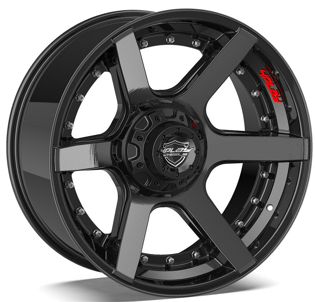 (Clearance - No Returns) 22x12 4Play Off-Road 4P60 Brushed Black (* May Require Trimming) 8x170 -44mm