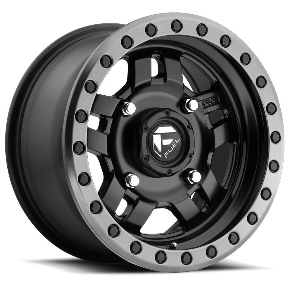 17x8.5 Fuel Off-Road Anza Matte Black w/ Anthracite Ring D557 5x5/127 -6mm - Flex Offroad