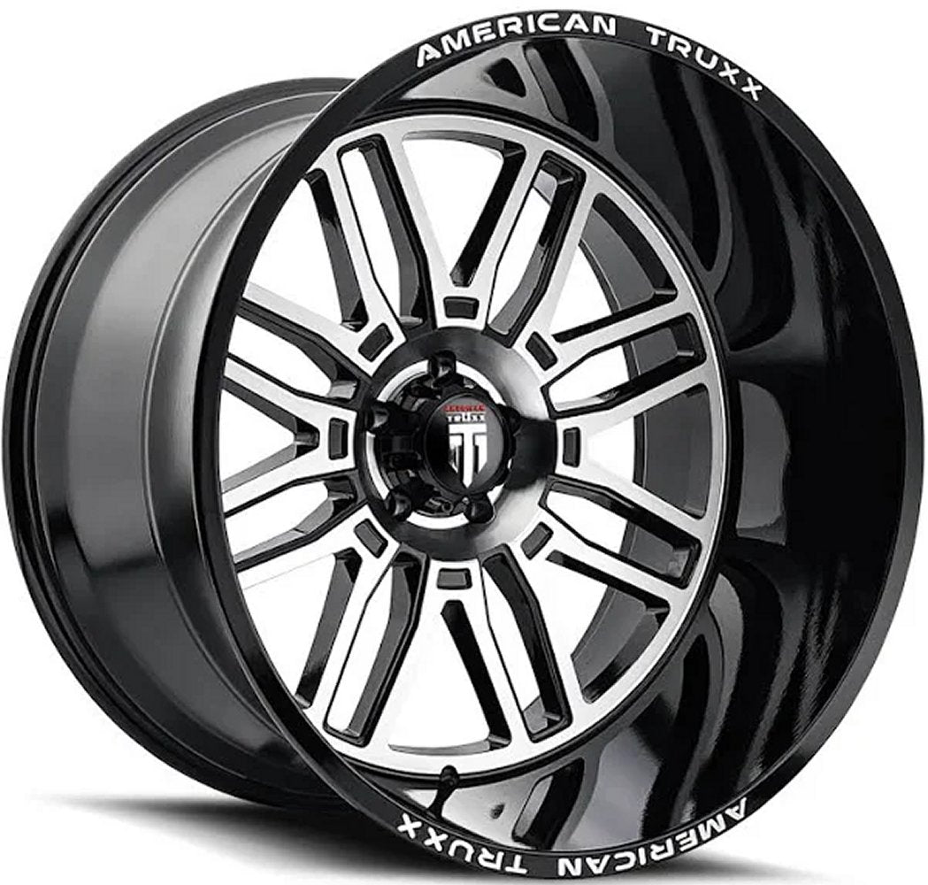 24x14 American Truxx AT1915 Restless Gloss Black Machined (* May Require Trimming) 6x5.5/139.7 -76mm - Flex Offroad
