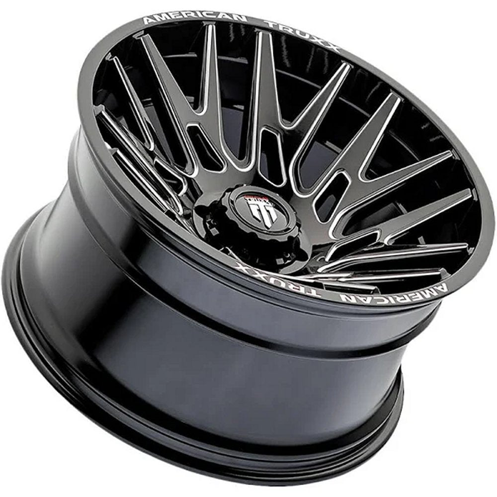 22x12 American Truxx AT1919 Evolution Gloss Black w/ Milled Spokes (* May Require Trimming) 6x135 -44mm - Flex Offroad