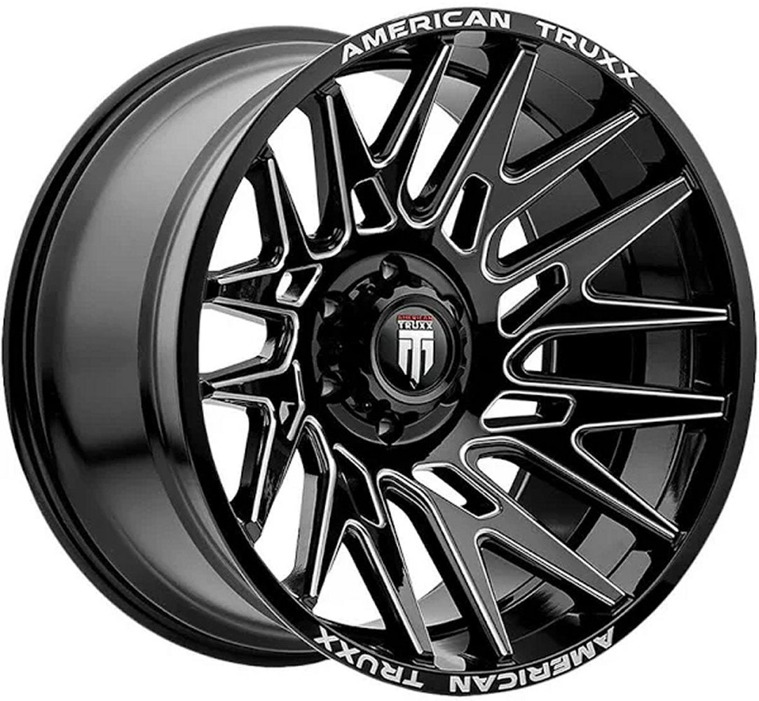 22x12 American Truxx AT1919 Evolution Gloss Black w/ Milled Spokes (* May Require Trimming) 6x135 -44mm - Flex Offroad