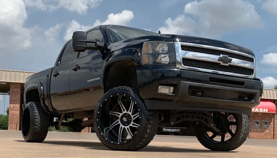 (Clearance - No Returns) 24x14 American Truxx AT162 Vortex Gloss Black Machined (* May Require Trimming) 6x135 -76mm - Flex Offroad