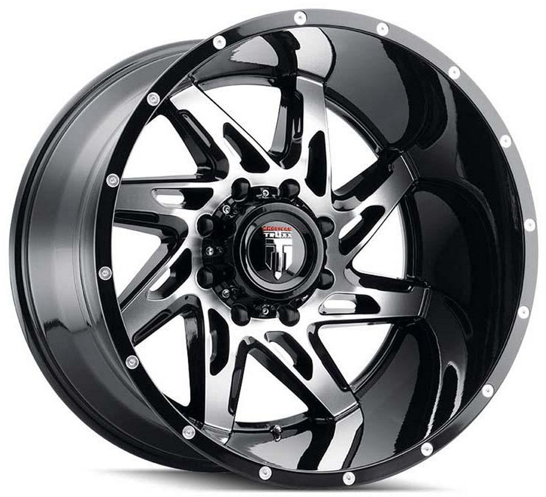 (Clearance - No Returns) 22x14 American Truxx AT183 Spyder Gloss Black Machined (* May Require Trimming) 8x180 -76mm - Flex Offroad