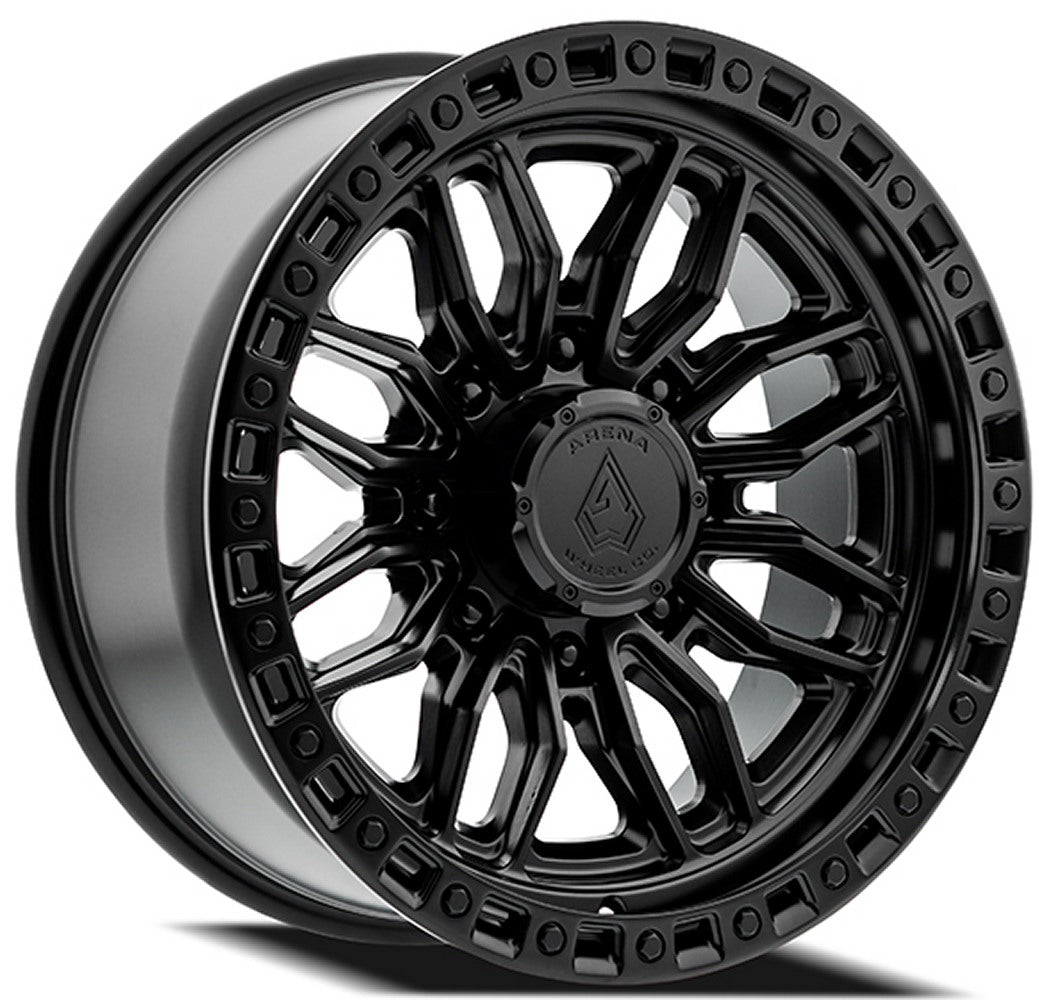 (Special Pricing) 22x10 Arena A109 Hustle Satin Black w/ Gloss Black Lip (8-Lug) 8x170 -18mm