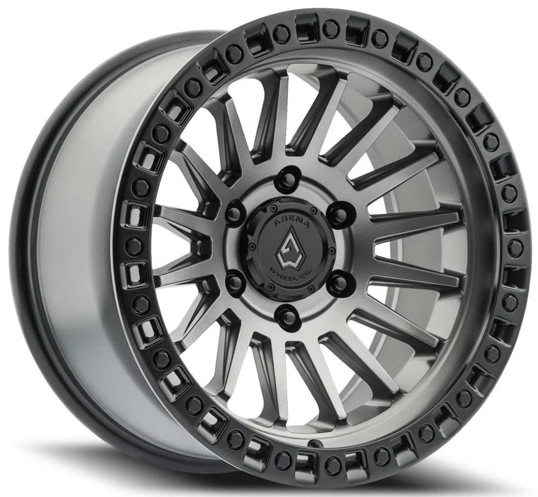 (Clearance - No Returns) 17x9 Arena A101 Mesa Satin Gunmetal w/ Satin Black Lip 6x135 0mm