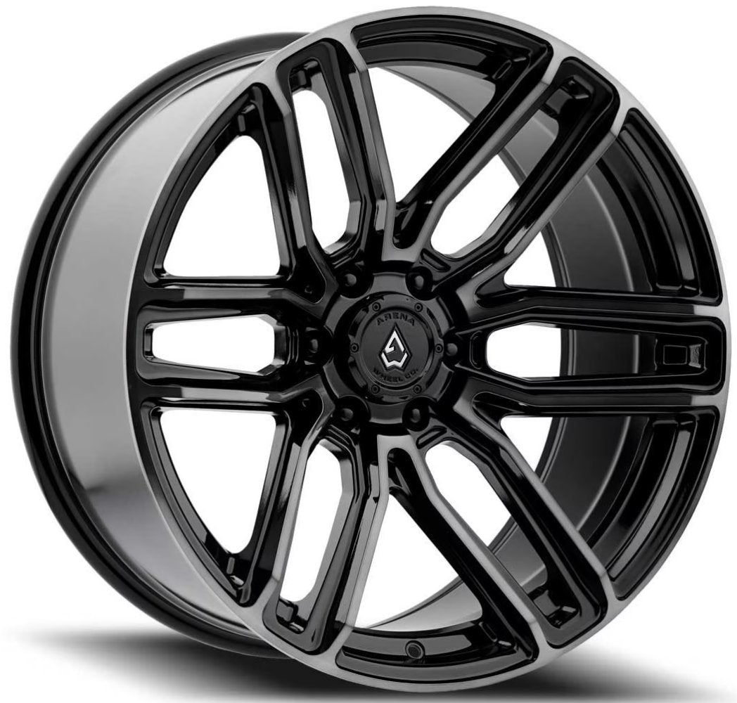 22x9.5 Arena A111 Supreme Gloss Black w/ Brushed Dark Tint 6x5.5/139.7 20mm