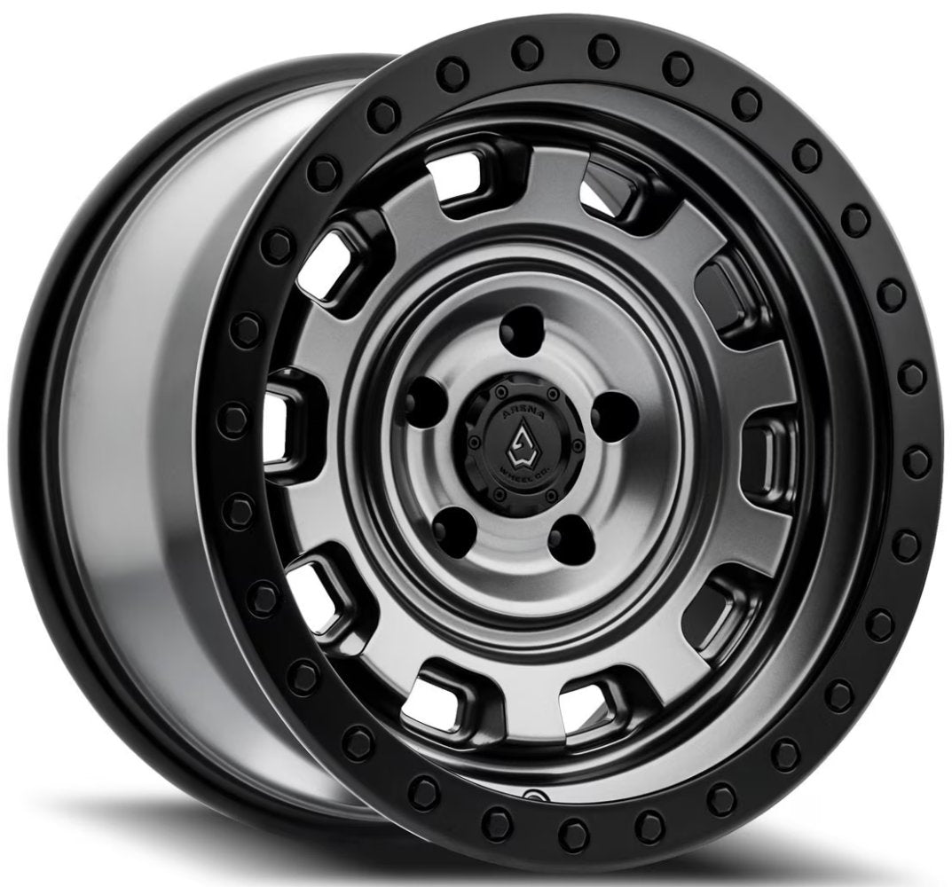 (Clearance - No Returns) 17x9 Arena A112 Gunner Satin Gunmetal w/ Satin Black Lip 5x5/127 0mm