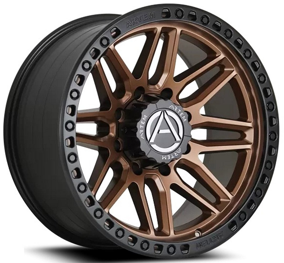 20X10 Artem Off-Road AB1 Grimlock Satin Bronze w/ Satin Black Lip (Flow Formed) 6x135 -19mm