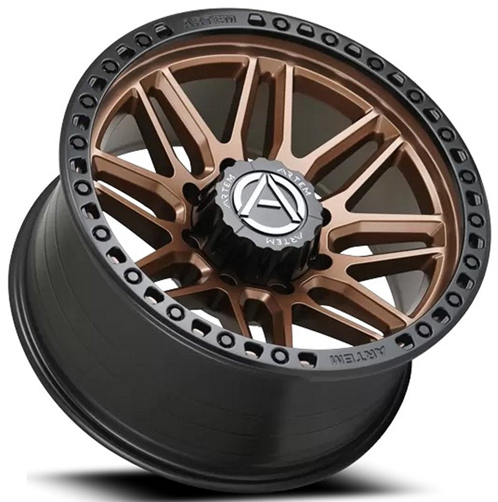 20X10 Artem Off-Road AB1 Grimlock Satin Bronze w/ Satin Black Lip (Flow Formed) 6x5.5/139.7 -19mm
