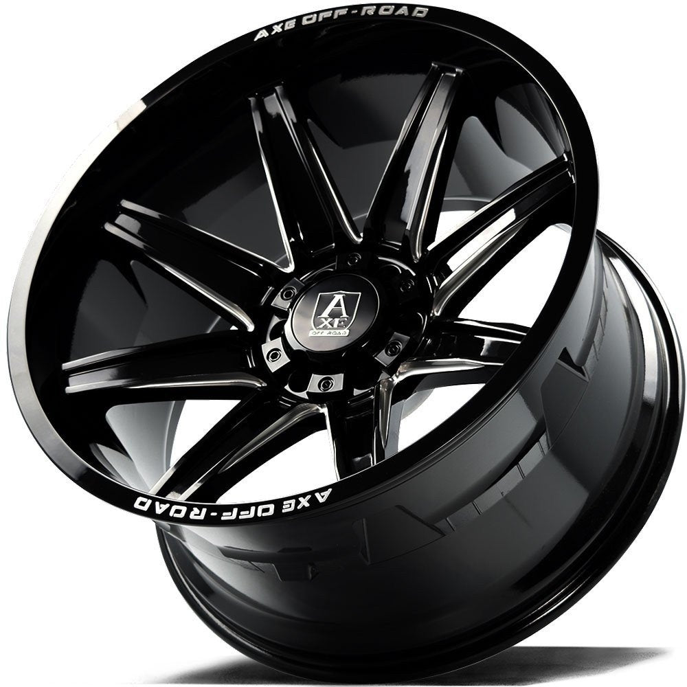 22x10 AXE Offroad Artemis Gloss Black Milled 8x6.5/165 -19mm - Flex Offroad
