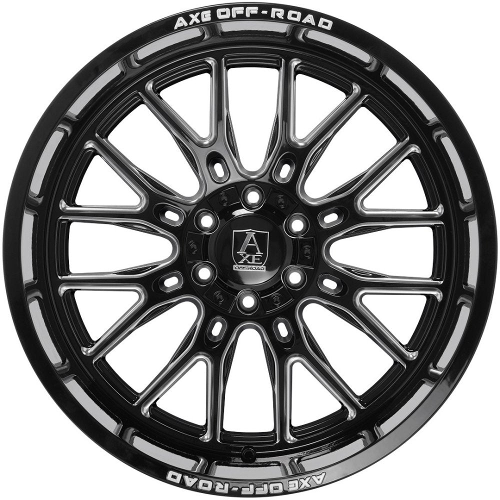 24x12 AXE Offroad Atlas Gloss Black Milled 8x6.5/165 -44mm - Flex Offroad