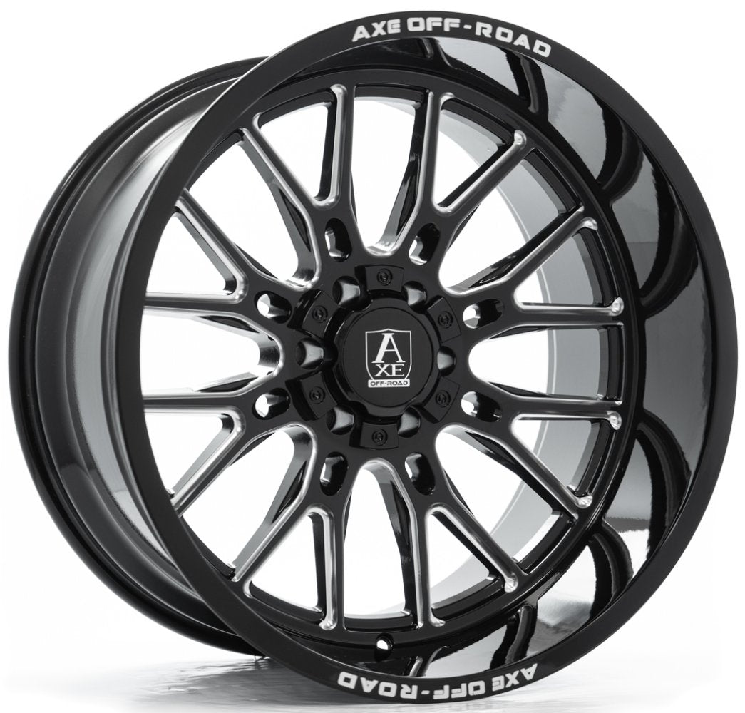 24x10 AXE Offroad Atlas Gloss Black Milled  5x5/127 5x5.5/139.7 -19mm