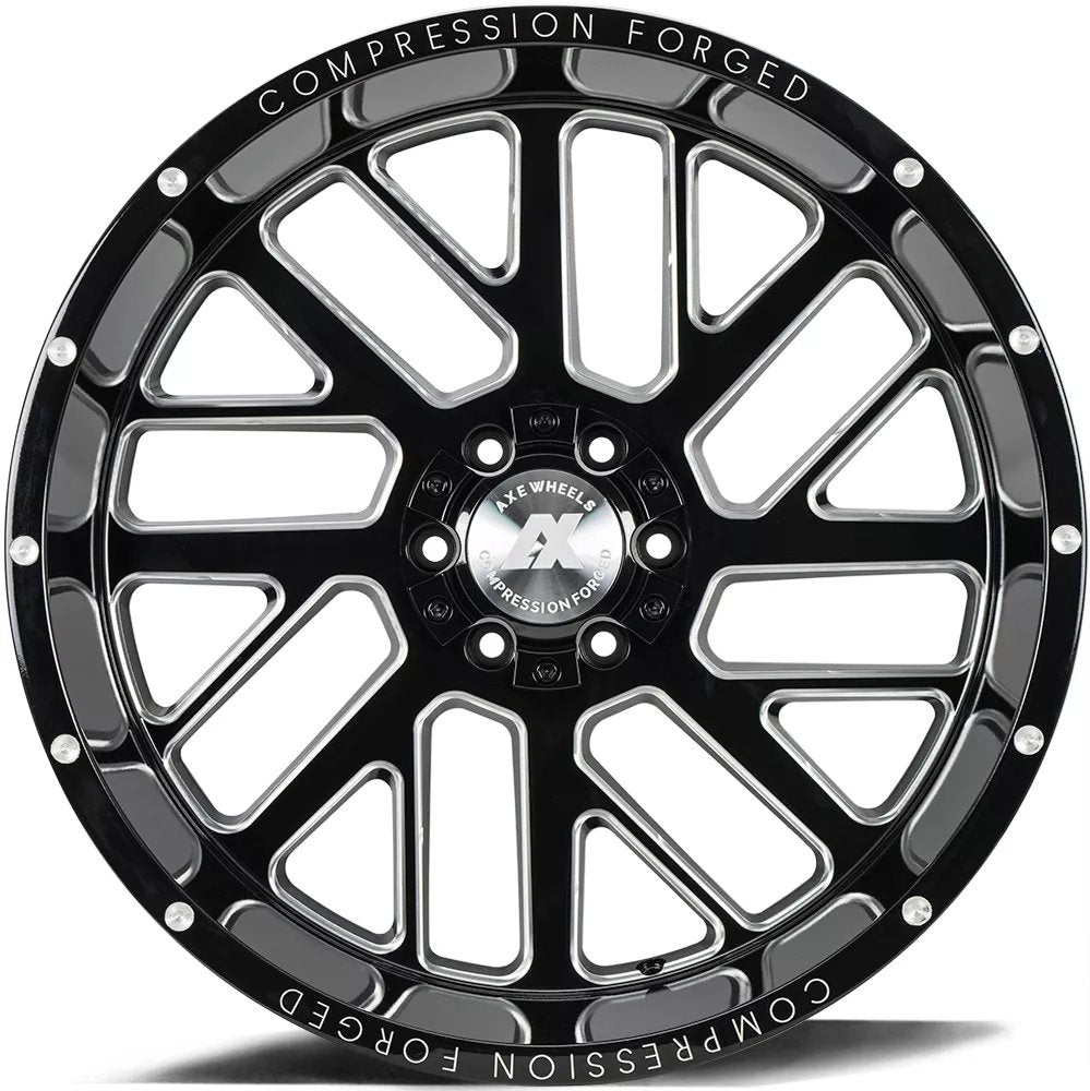 20x12 AXE Offroad AX2.0 Gloss Black Milled (Compression Forged) (* May Require Trimming) 8x180 -44mm - Flex Offroad
