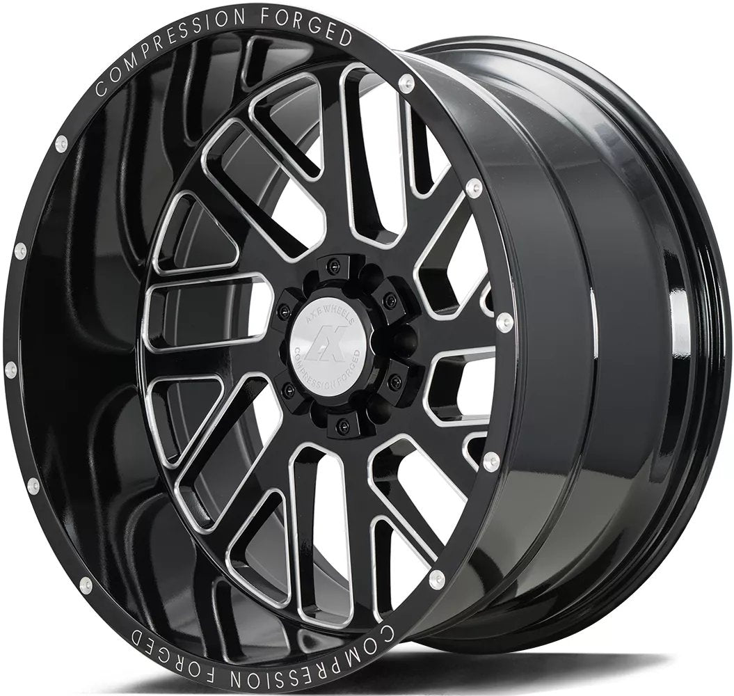 20x12 AXE Offroad AX2.0 Gloss Black Milled (Compression Forged) (* May Require Trimming) 8x180 -44mm - Flex Offroad